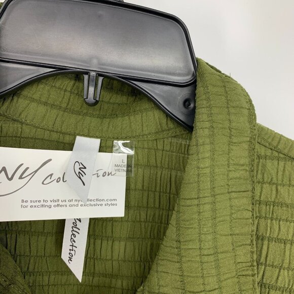 NY Collection Top Green Button Down Roll Tab 3/4 Sleeve NWT - Picture 5 of 11